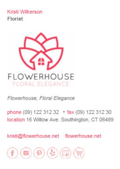 Email Signatures for Florists - Business 2 Template