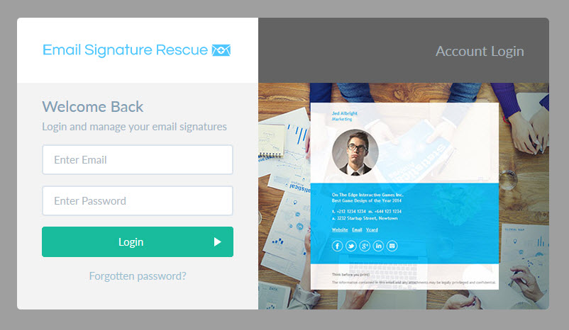 Login to your Email Signature Rescue account