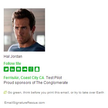 Hal Jordan's (Green Lantern) Funny Email Signature