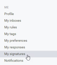 front app select my signatures