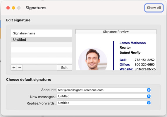 set your email signature as your default