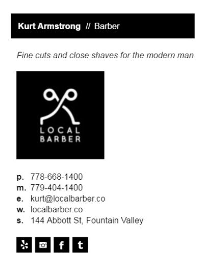 Email Signature for Barbers - Color Bar Vertical Template