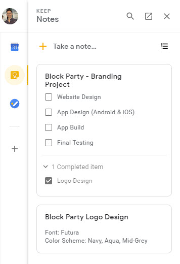 take notes with Google Keep