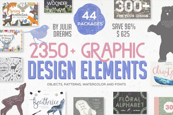 97% off over 2350 graphic design elements