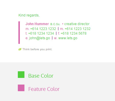 base color and feature color email signature design