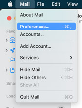 From your toolbar select mail then preferences