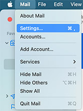 From your toolbar select mail then settings
