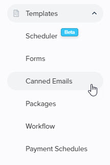 Select templates, then canned emails