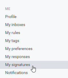 front app select my signatures