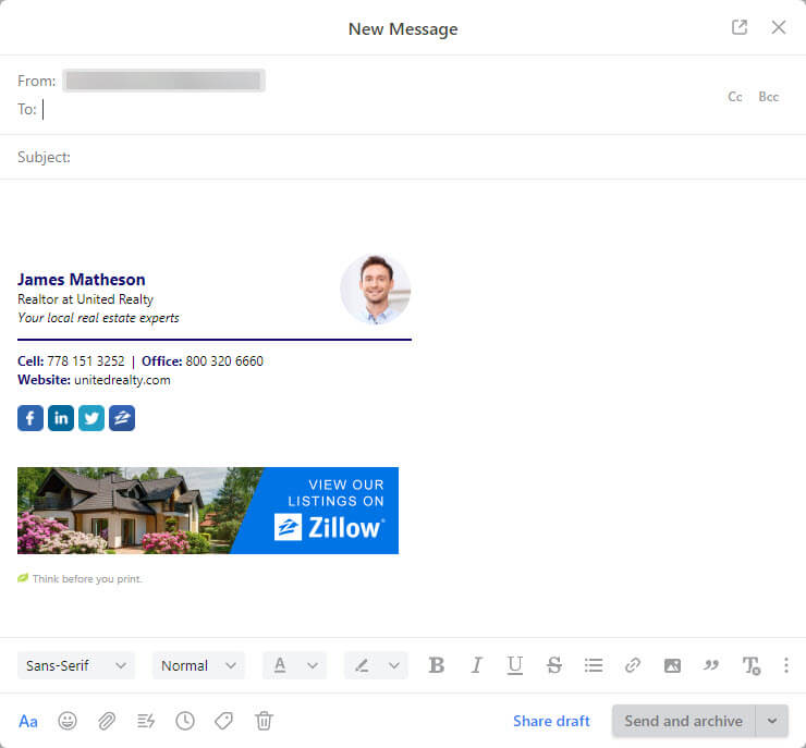 front app compose a new email