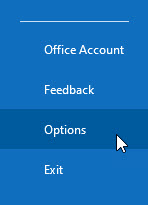 Navigate to File> Options > Mail > Signatures