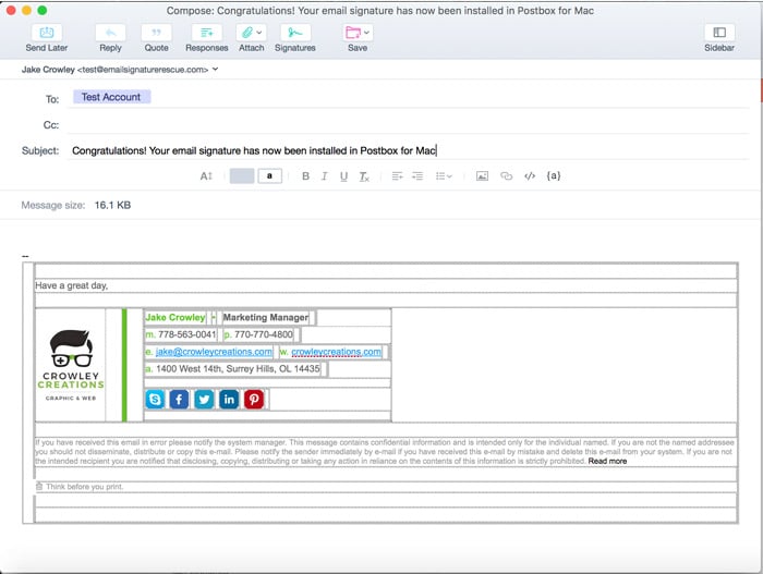 close preferences and compose a new email