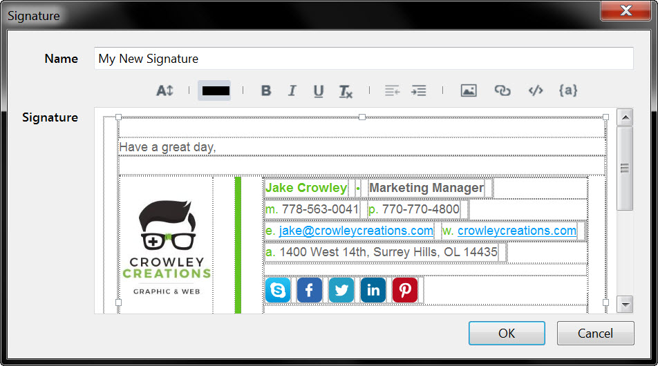 paste your email signature