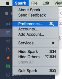 select Spark then Preferences