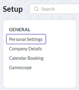 select personal settings under your general heading
