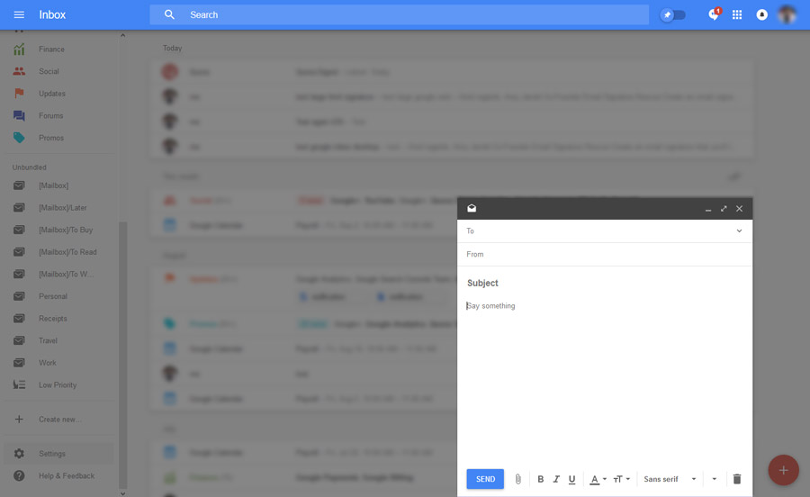 google inbox email signature compose