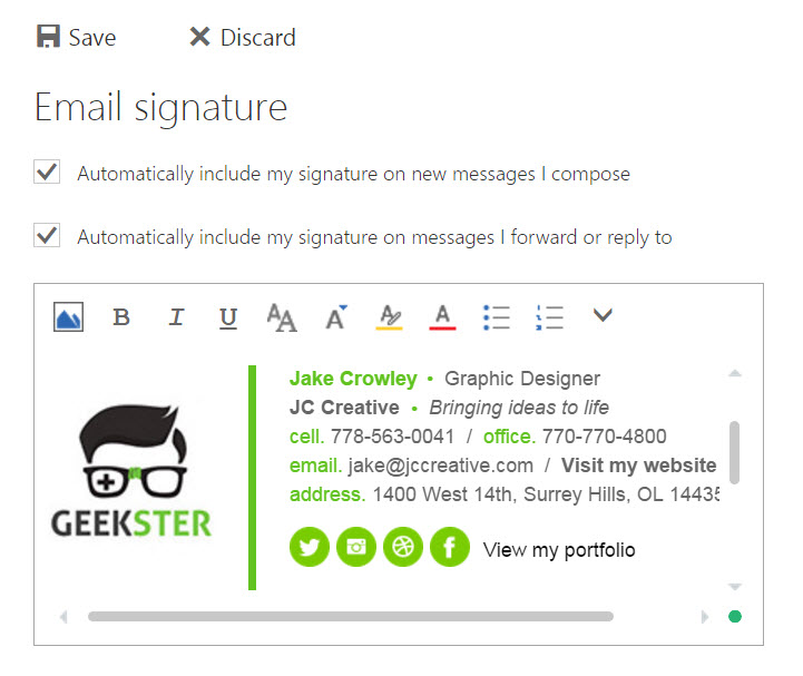 paste your email signature and hit save
