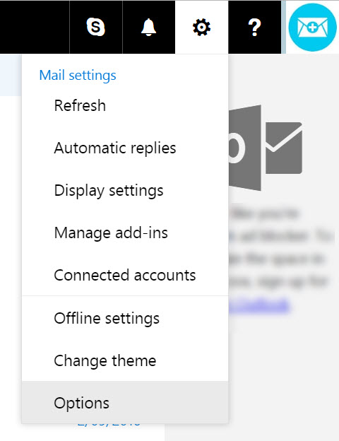 select the settings icon then options