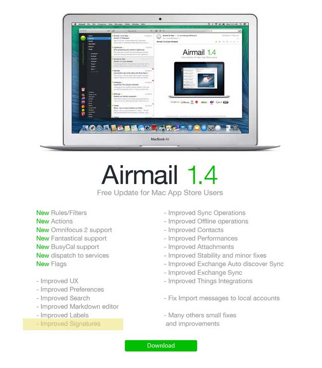 airmail 1.4 improved signatures