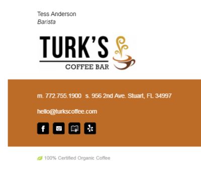 Email Signatures for Baristas - Understated Template