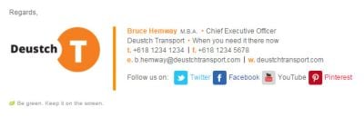 Small Business Email Signature for Transport