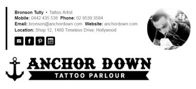 Professional Email Signatures for Tattoo Artists - Horizontal Template
