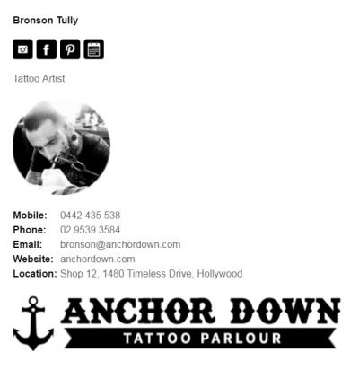 Professional Email Signatures for Tattoo Artists - Socialite Template